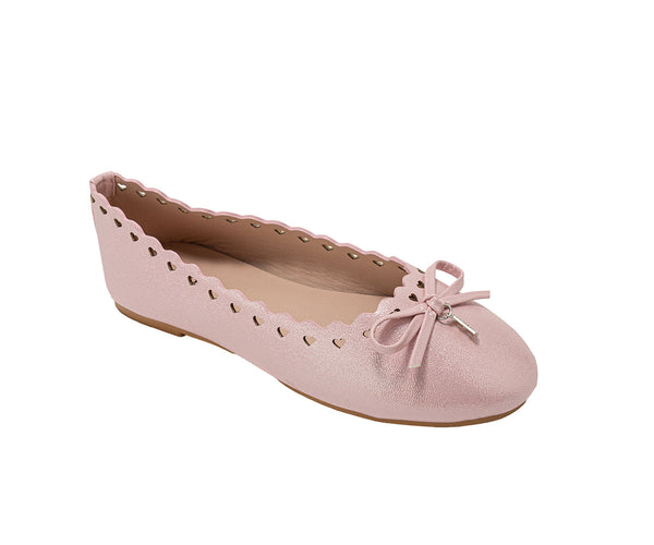 bebe Girl's Ballet Flats & Comfy Easy Slip-On Shoes with Cut-Out Detail, Bow & Hanging Charm