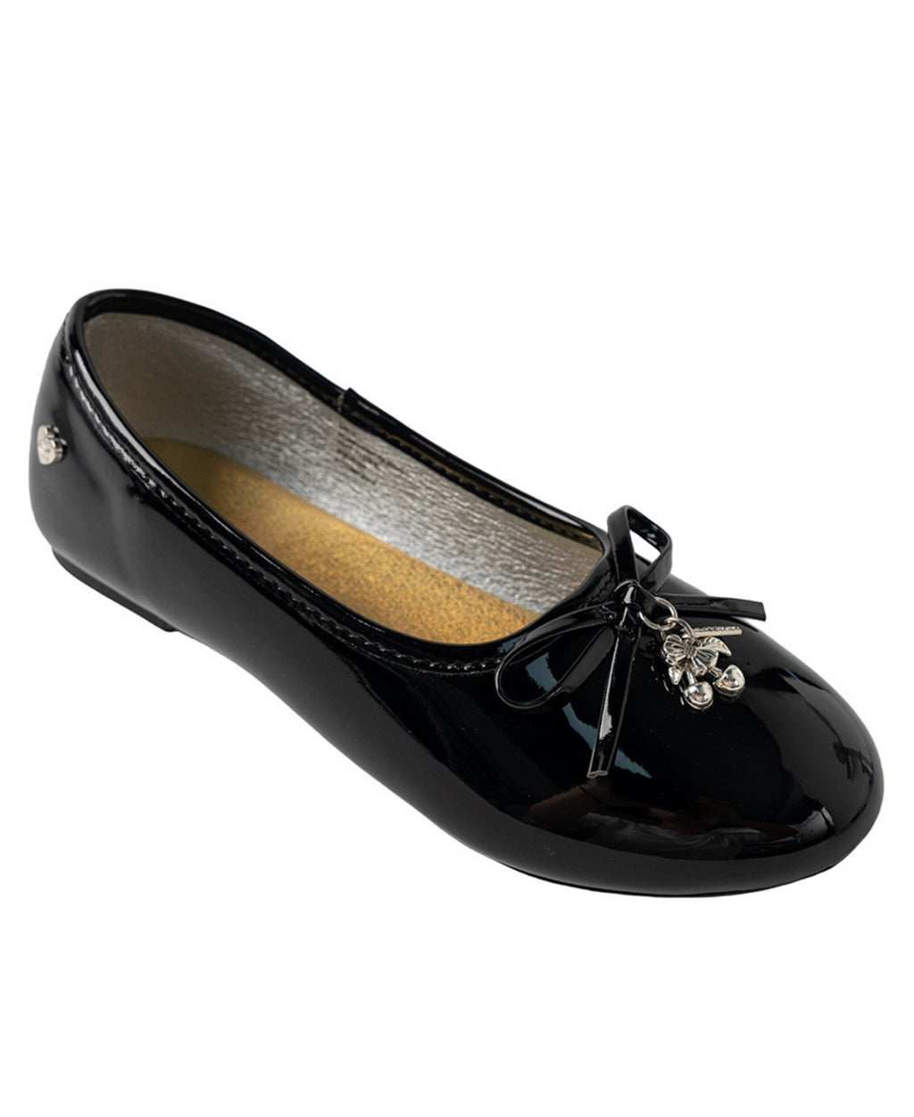 bebe Girl's Ballet Flat with Bow and Hanging Charms