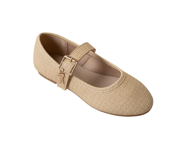 bebe Girl's Shimmer Mary Jane Ballet Flats with Adjustable Buckle Strap