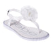 bebe Girl's Simple & Elegant Flat Sandals with Pearl, Flower, and Rhinestone Design - Flat Sandals for Little Kid/Big Kid