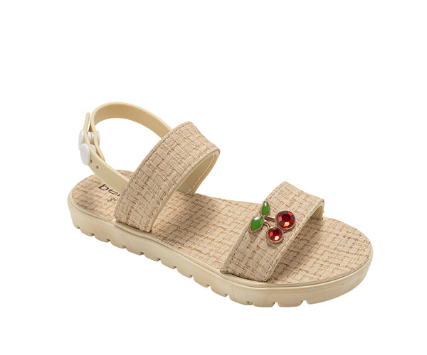 bebe Girl's Sandals – Cute Fashion Flat Sandals, Summer Flats with Fruit Charms and Ankle Strap (Little Kid-Big Kid)