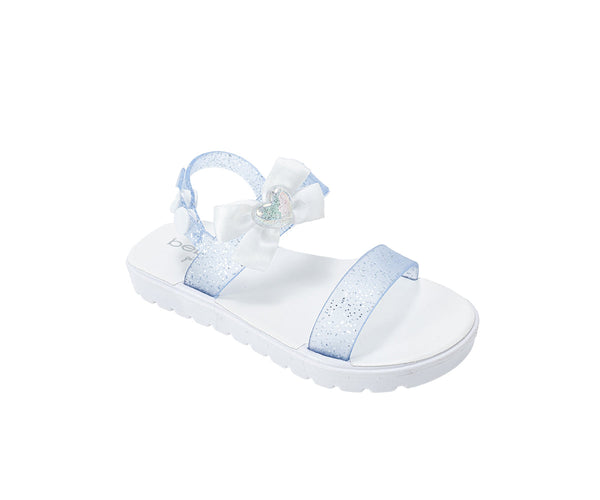 bebe Toddler Girl's PCU Sandal with Bow and Heart Charm