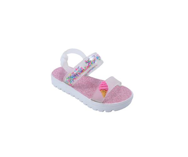 bebe Toddler Girl's PCU Sandal with Sprinkles and Ice Cream Charm
