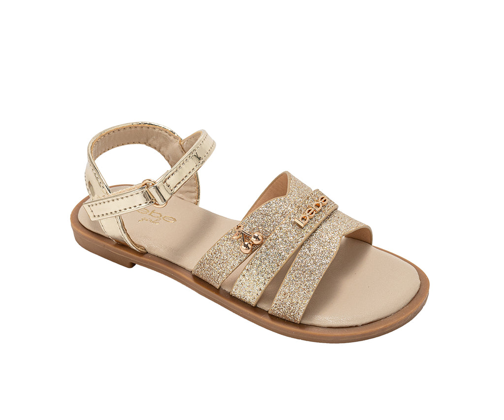 bebe Girl's Fashion Sandals - Stylish Dressy Shoes with Cherry Charm and Signature bebe Logo Hardware