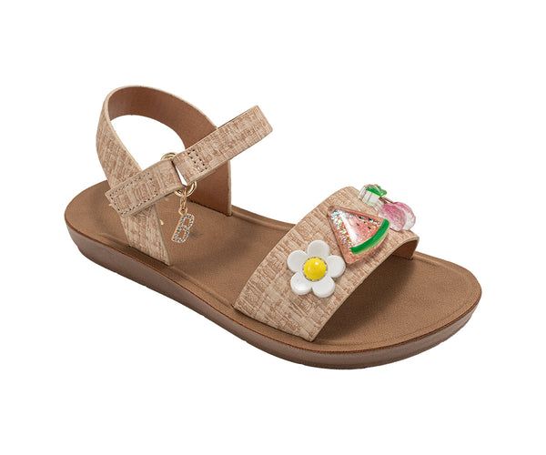 bebe Girl's Fashion Sandals - Comfy Dressy Shoes with Fruit and Flower Charms