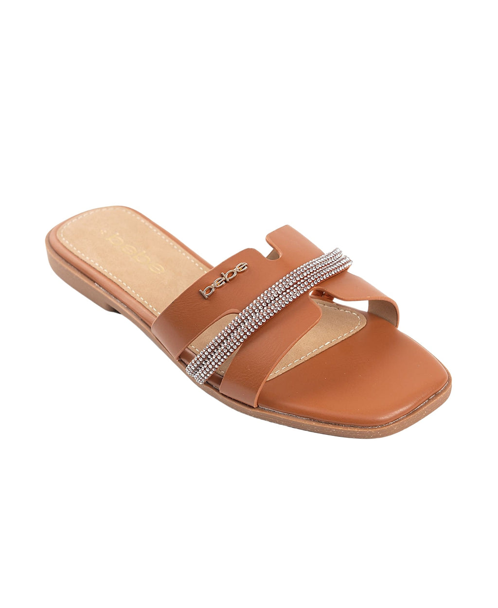 bebe Women's Fashion Sandal with Rhinestone Detail and bebe Rivet