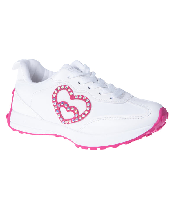 bebe Girls Sneaker with Embellished Heart Patch