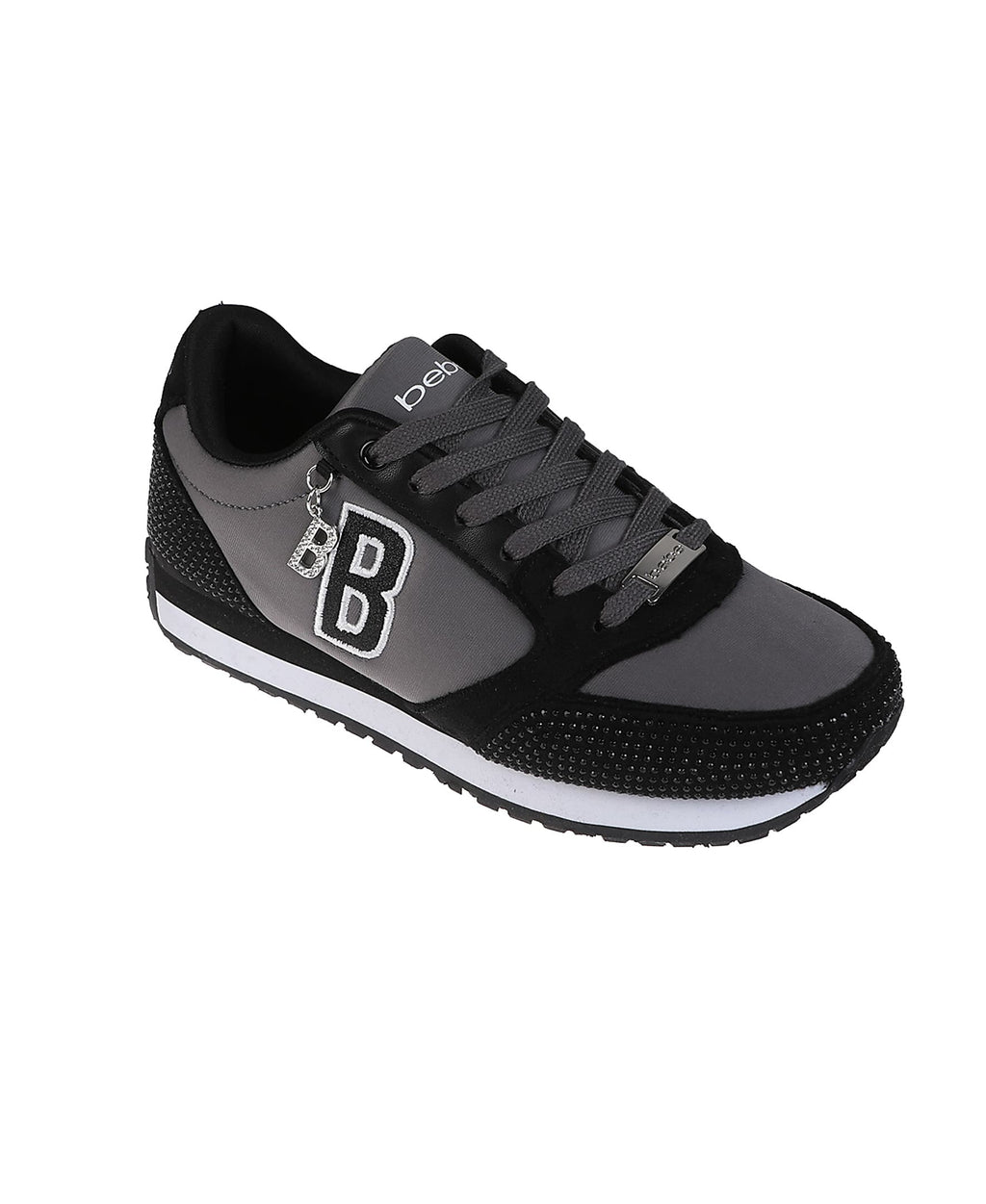 bebe Women's Sneaker with Embellised Upper and Dangle Charm