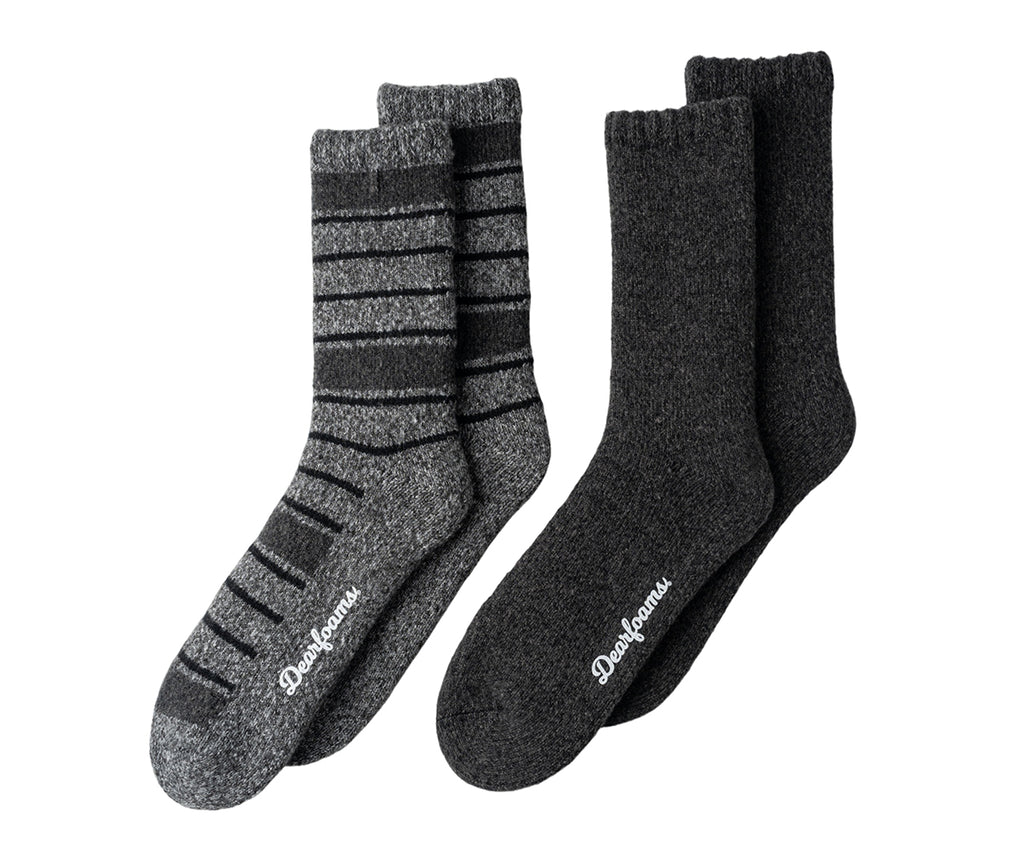 Dearfoams Men's Cushioned Boot Slipper Socks 2-Pack