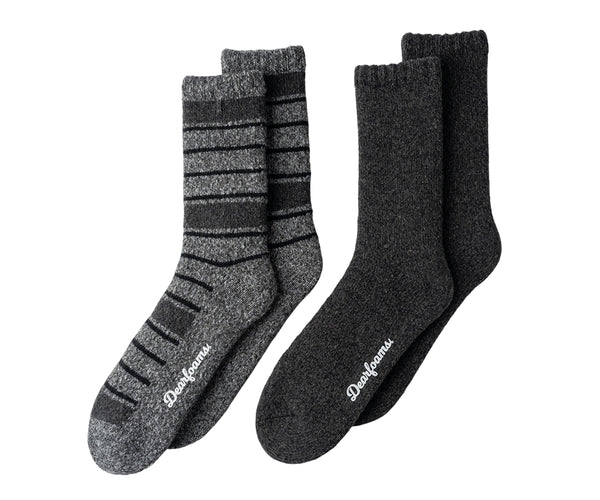 Dearfoams Men's Cushioned Boot Slipper Socks 2-Pack