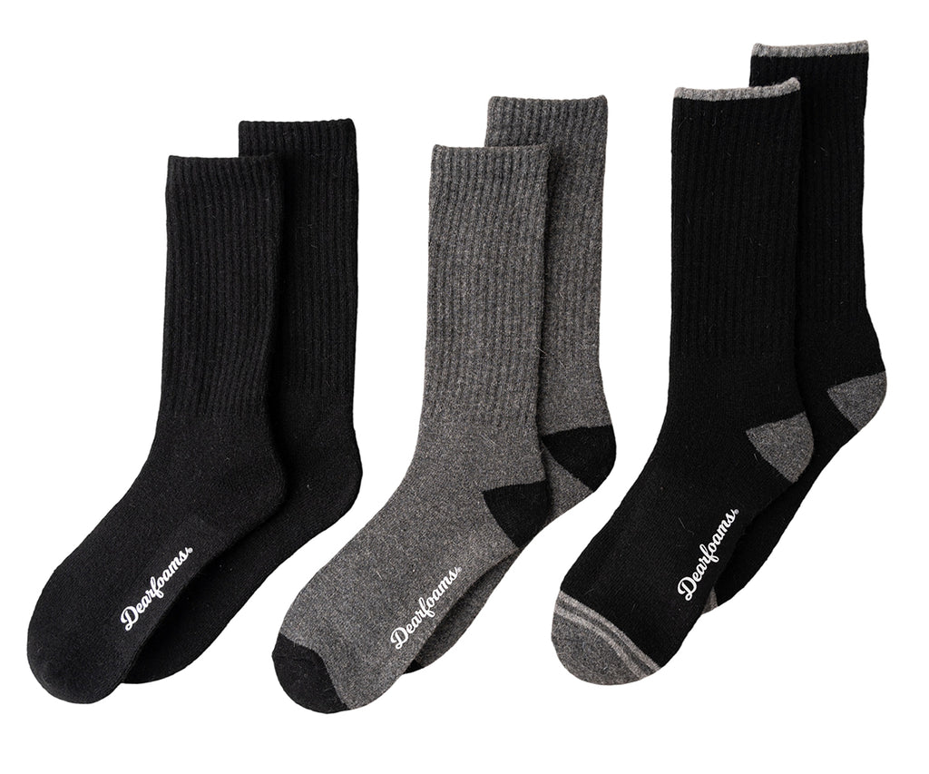 Dearfoams Men's Wool Blend Cushion Crew Socks 3-Pack