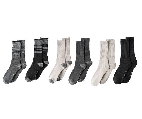 Dearfoams Men's Cushioned Cotton Crew Socks 6 Pack