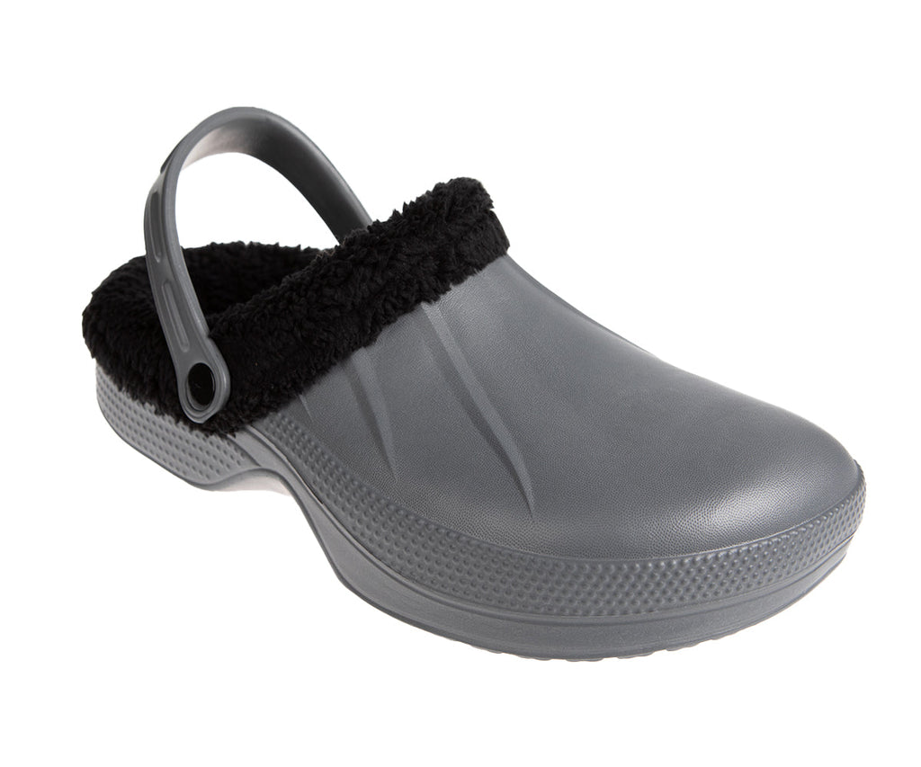 FOAMWALK Men's Comfy, Soft and Furry Solid Clogs with Sherpa Lining - Warm Light Fluffy Clogs for Men