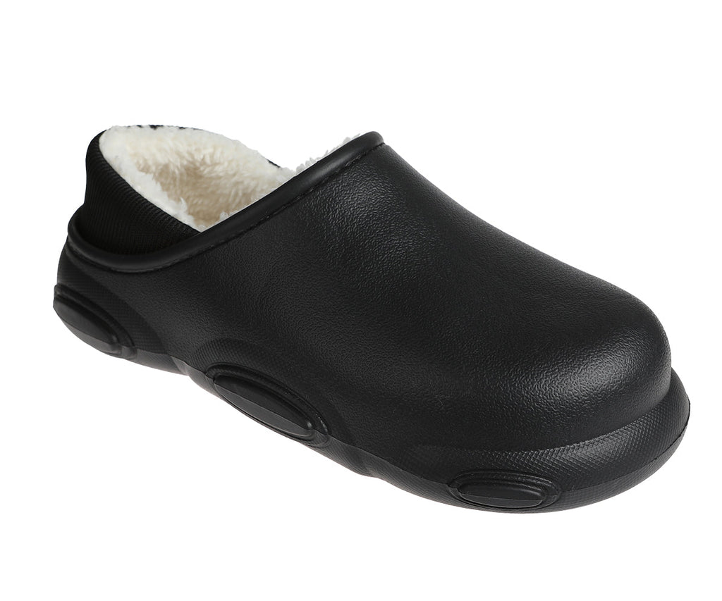 FOAMWALK Men's Soft and Comfortable EVA Clog with Faux Fur Lining and Fabric Heel - Furry Clogs for Men