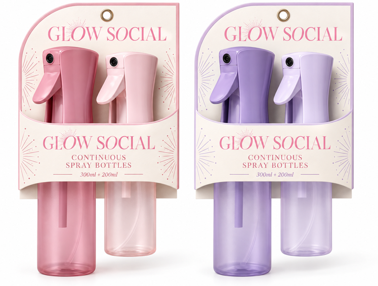 Glow Social Continuous Spray Bottles 2 Pack