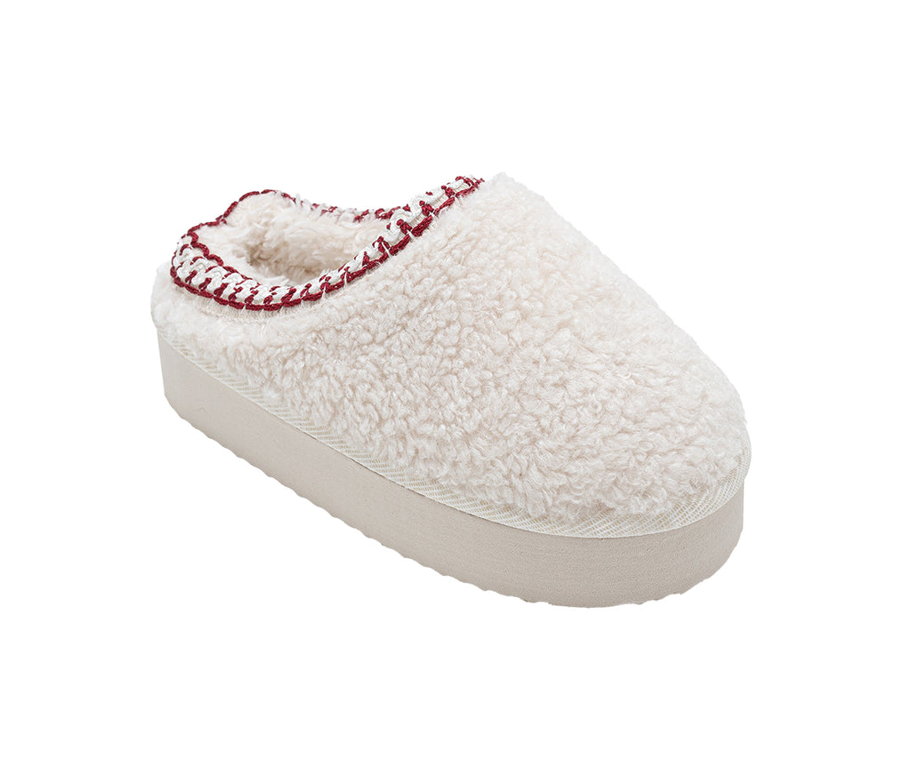 Kensie Girls' Sherpa Slippers – Fuzzy Indoor House Slippers for Kids, Cozy Slip-On Warm Shoes for Little Kid/Big Kid