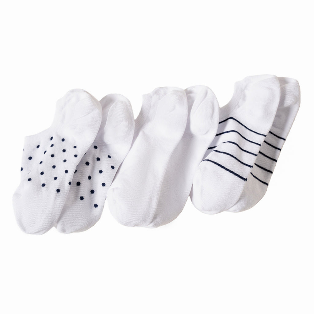 Lands' End Women’s Socks - 3-Pack Cotton Patterned Sneaker Liners