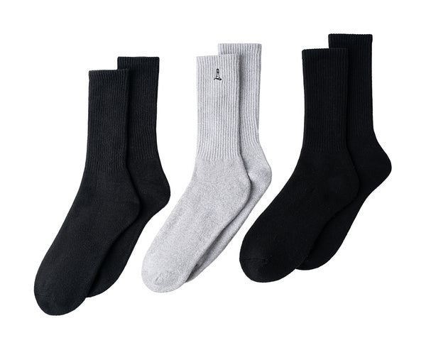 Lands' End Men's Marled CashTouch Full Terry Boot Socks 3-Pack