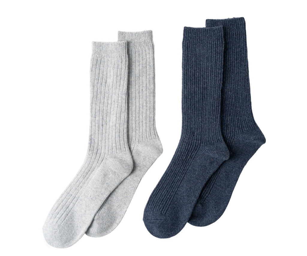 Lands' End Mens Wool Blend Pointelle Rib Boot Socks 2-Pack