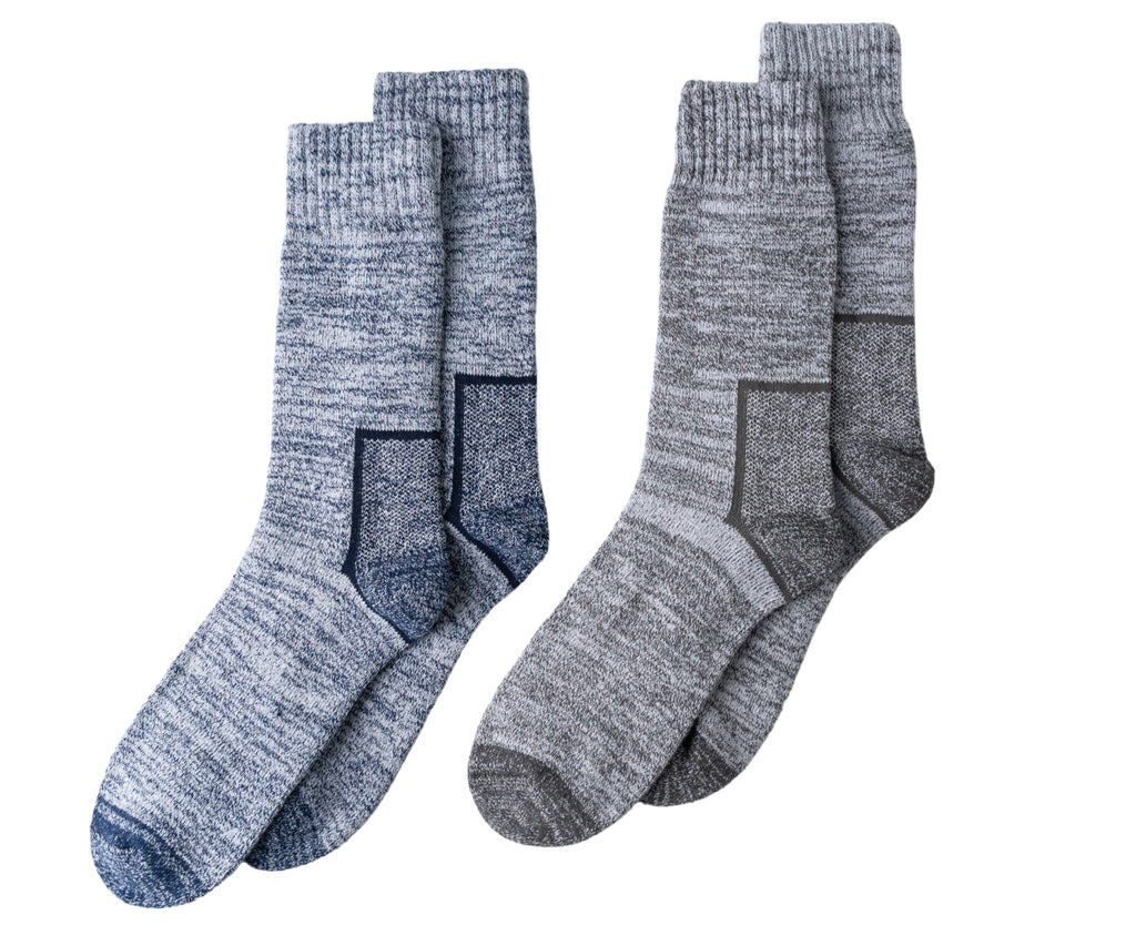 Lands' End Mens Full Cushion Cotton Thermal Boot Socks 2-Pack
