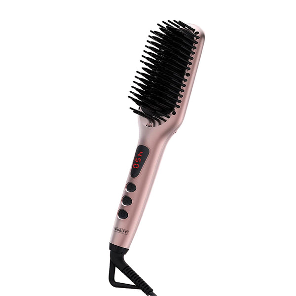 Purify Hair Straightener Brush for Women - Electric Straightening Comb and Hot Brush, Heated Styling Brush, Hair Straightening Brush for Curly