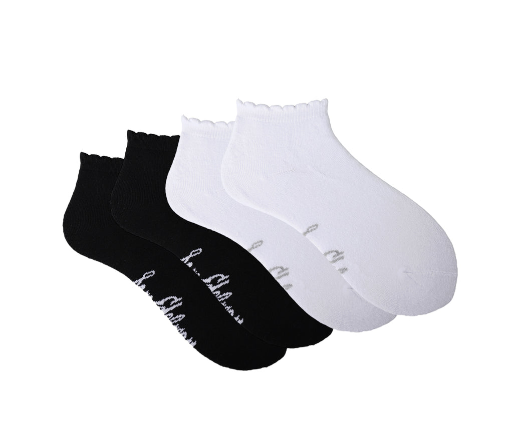 Sam Edelman Women’s Quarter Socks - 6 PK Cotton with Scalloped Edge & Cushioned Sole