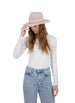 Tahari Women's Lightweight Packable Panama Hat with Faux Suede Band