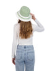Tahari Women's Color Block Straw Bucket Hat with Fringe