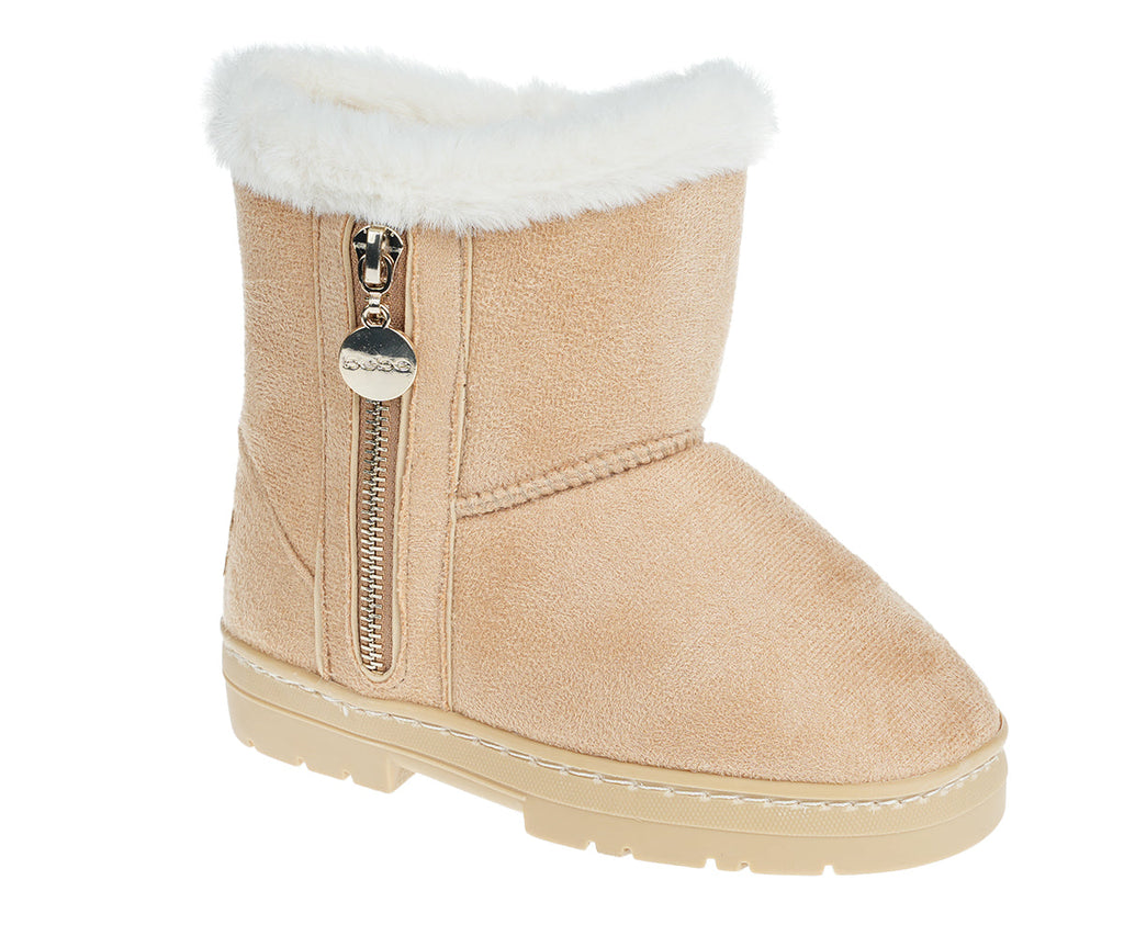 bebe Girl's Winter Boots Fur Boot Cuffs Sherpa Lined Shearling Microsuede Boots - Warm Boots For Girls, Black/Cognac/Sand
