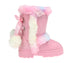 bebe Girls Big Kid Mid Calf Easy Pull-On Microsuede Winter Boots Embellished With Fur Trim And Rhinestone Eyelet