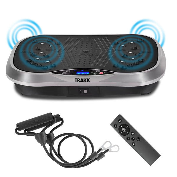 TRAKK Plate Vibration Exercise Machine  Whole Body Workout Vibration Fitness Platform w/ Resistance Bands and Bluetooth Speaker Audio - Home Training Equipment for Weight Loss & Toning