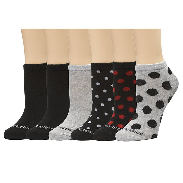 Marilyn Monroe Womens Ladies 6Pack Lurex Geo Low Cut Socks Multicolored Black/Red Size 9-11