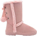 Via Rosa Womens 11 Inch� Mid High Tall Microsuede Winter Boots with Faux Fur Trim and Rhinestone Embellishment
