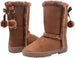 Via Rosa Womens 11 Inch� Mid High Tall Microsuede Winter Boots with Faux Fur Trim and Rhinestone Embellishment