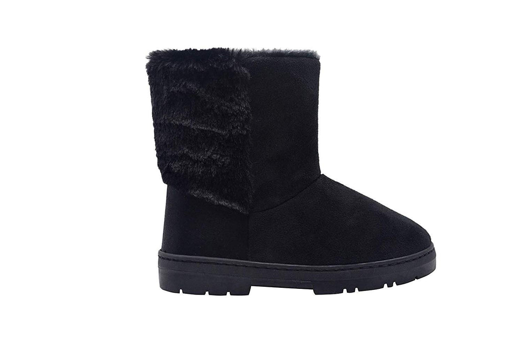 Via Rosa Womens 7 Inch� Mid Calf Microsuede Winter Boots with Faux Fur Back Shaft Embellishment