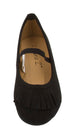 Sara Z Toddler Girls Microsuede Fringe Slip On Ballet Flat With Arch Strap