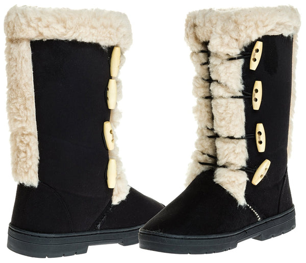 Sara Z Ladies Microsuede 10" Winter Boots with Sherpa Trim (Cognac), Size 5-6