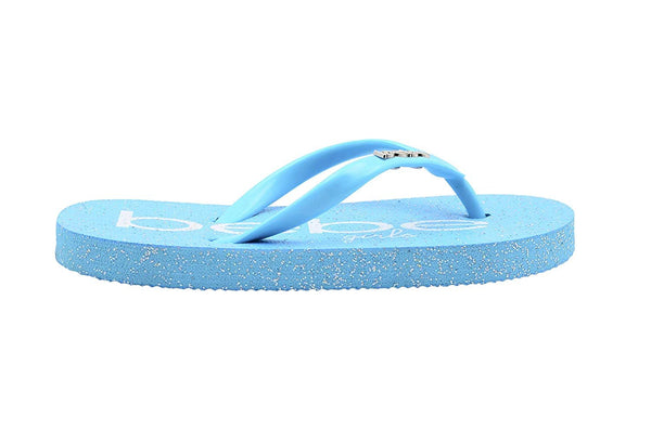 bebe Girls' Glitter Flip Flop Little Kid Big Kid Slip On Summer Thong Sandal with Printed Logo Footbed
