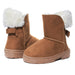 Sara Z Toddler Girls Faux Fur Suede Foldover Back Bow Fashion Winter Boots