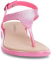 dELiAs Girls Big Kid PCU Glitter Thong Slide Sandal with Adjustable Back Strap - Fashion Summer Shoes