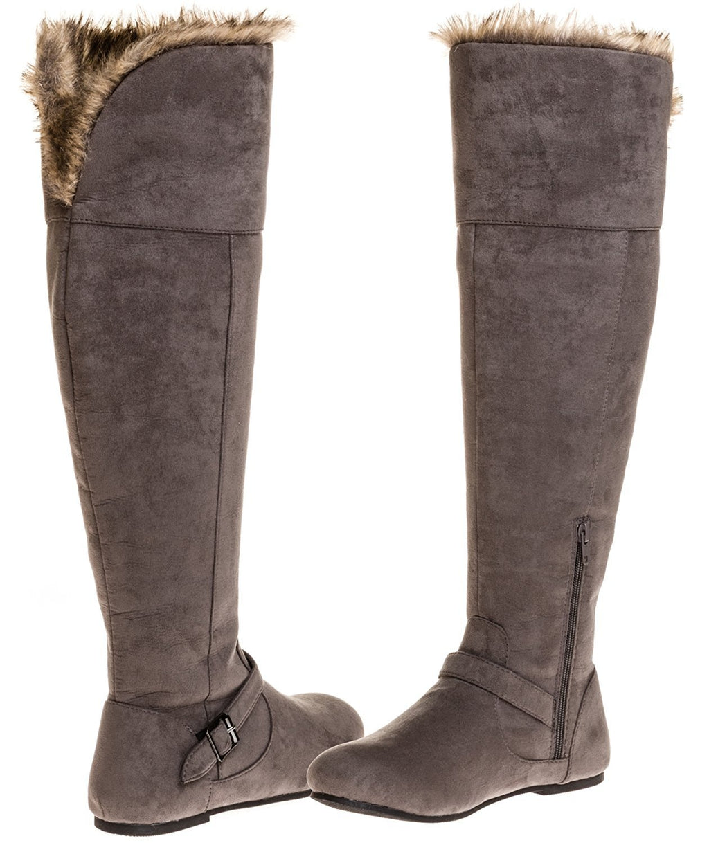 Sara Z Ladies Over The Knee Microsuede Fur Lined Boot (Black), Size 8