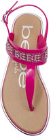 bebe Girls' Big Kid Slip-On PCU Thong Sandals with Rhinestone Logo, Open-Toe Flat Fashion Summer Thong Shoes