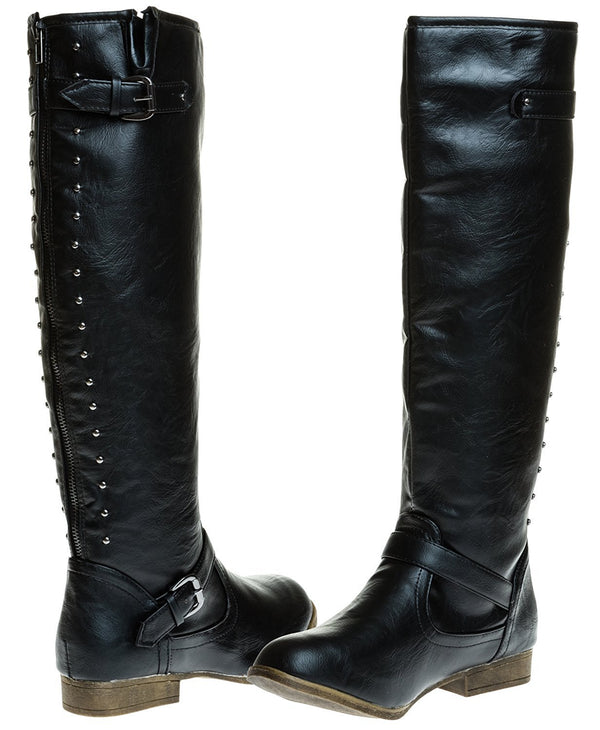 Sara Z Ladies Riding Boot with Back Studs (Black), Size 8