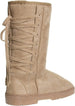 Chatties Chatz Womens Slip On High 11" Microsuede Winter Boots with Lace Up Back and Tassel Bow