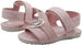 bebe Toddler Girls' Little Kid Slip-On Strappy Sandals with Logo and Back Strap, Open-Toe Flat Fashion Summer Shoes