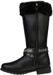 bebe Girls’ Fashion Warm Boots for Little/Big Girls, Faux Fur Knee High Leather Boots with Rhinestone Logo Straps for Winter