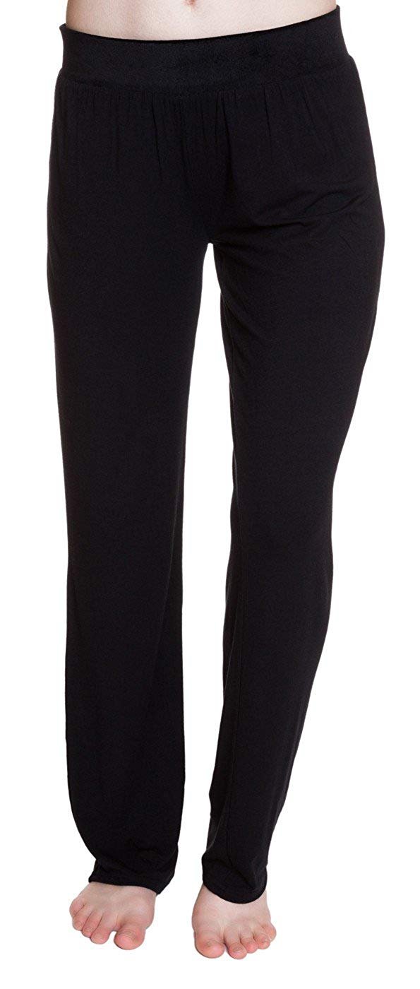 Steve Madden Rayon Jersey Knit Sleep Pants with Velvet Knit Waistband Jet Black - Medium