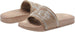 bebe Girls' Big Kid Slip-On Slide Sandals with Rhinestone Logo Strap, Cute Open-Toe Flat Fashion Summer Slipper Shoes