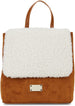 Women's Vintage Shearling Flap Backpack/Bookbag for Laptop, School, College Students, Office, and Travel - Cute Fashion Backpack, Hickory