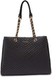 Women’s Chevron Shopper Tote with Chain Detail Handles